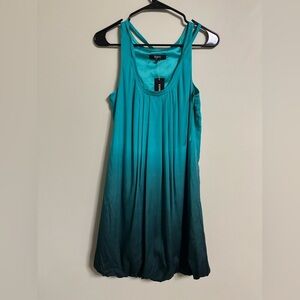 EXPRESS Sleeveless Green Ombré Bubble Shift Dress Silk Spandex Size Small New